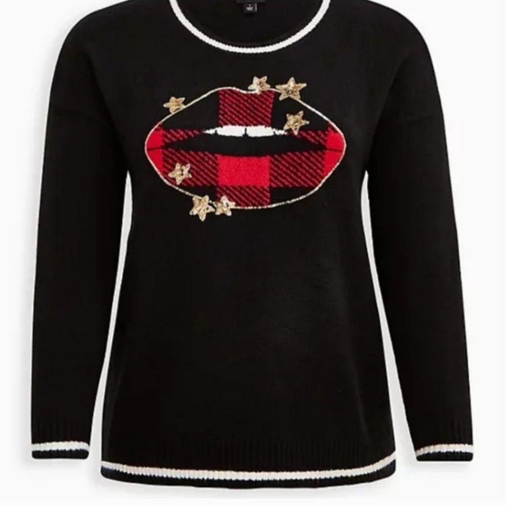 torrid black star lips sweater